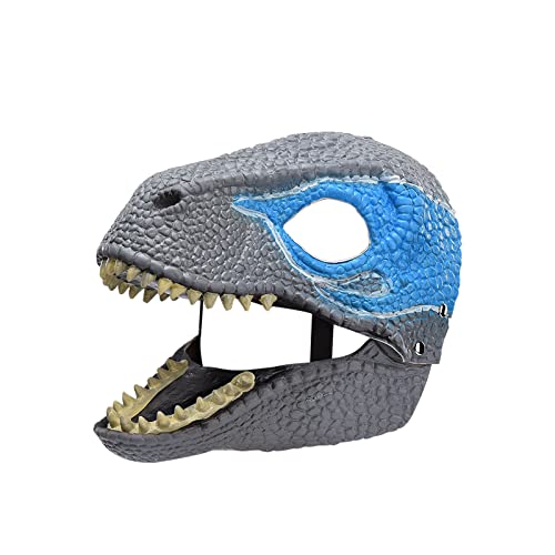 BestAlice Film-inspirierte Dinosaurier-Maske mit Öffnung des Kiefers, realistische Textur und Farbe, Auge und sicherer Riemen, Dinosaurier-Maske, Dinosaurierspielzeug, Kopf (blau) von BestAlice