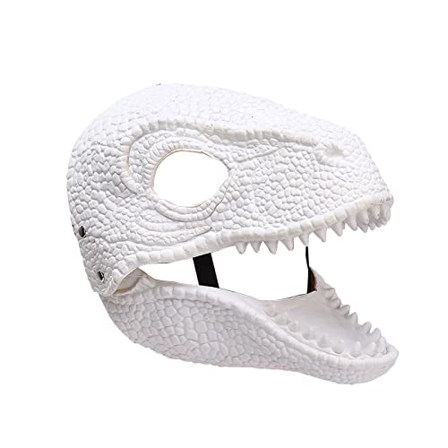 BestAlice Film-inspirierte Dinosaurier-Maske mit Öffnung des Kiefers, realistische Textur und Farbe, Auge und sicherer Riemen, Dinosaurier-Maske, Dinosaurierspielzeug, Kopf (weiß) von BestAlice