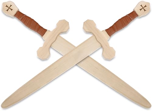 BestSaller 1012 Templer-Schwert, Birkenholz mit Kunstlederwickelung, 63 cm lang (2 Stück) von BestSaller