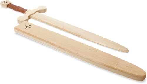 BestSaller 1012.9 Templer Schwert Set mit Holzhülle, Birke 64cm, braune Kunstlederwickelung 64 cm (1 Set) von BestSaller