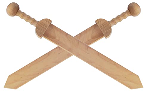 BestSaller 1109 Römer Schwert aus Holz mit gedrechseltem Griff, 57cm, Natur (2 Stück) von BestSaller