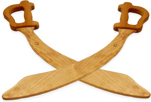 BestSaller 1121 Piratensäbel aus Holz, 56cm lang, Natur geölt (2 Stück) von BestSaller