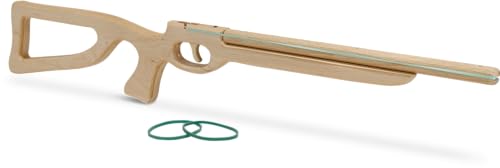 BestSaller 1241 Holz-Gewehr im Wettkampf Design mit Funktion inkl. Schieß-Gummis, ca 62 cm, Natur von BestSaller