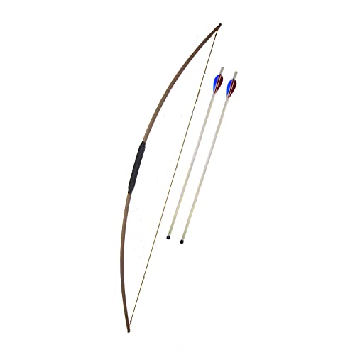 BestSaller 1250 Sportbogen 120cm aus Holz & 2 Sport Pfeile mit Pfropfen 50cm, natur, 3-teilig (1 Set) von BestSaller