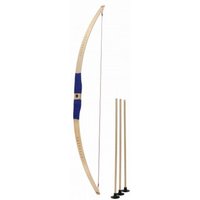 BestSaller 1271 - Kinder-Bogen mit Loch inkl. 3 Pfeilen, Buchenholz, 80cm, Holz-Bogen, Griff mit blauer Kunststoffwickelung von BestSaller