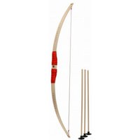 BestSaller 1272 - Kinder-Bogen mit Loch inkl. 3 Pfeilen, Buchenholz, 80cm, Holz-Bogen, Griff mit roter Kunststoffwickelung von BestSaller