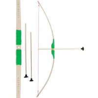 BestSaller 1274 - Kinder-Bogen mit Loch inkl. 3 Pfeilen, Buchenholz, 80cm, Holz-Bogen, Griff mit grüner Kunststoffwickelung von BestSaller