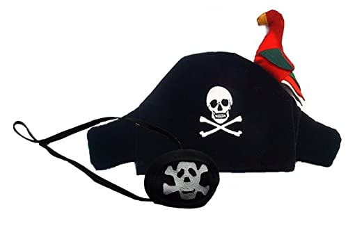 BestSaller 1322 Piraten-Hut mit Papagei und Augenklappe (1 Stück) von BestSaller