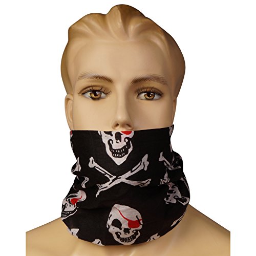 BestSaller 1327 Piraten-Tuch für Kinder, Halstuch, Kopftuch, 100% Baumwolle, mit Totenkopf, schwarz/weiß/rot von BestSaller