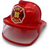 BestSaller 1411 - Kinder-Feuerwehr-Helm mit Klappvisier, ROT + Sticker FIRE CHIEF, verstellbare Passform für Kopfumfang von 46-55 cm von BestSaller