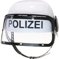BestSaller 1419 - Kinder-Polizeihelm mit Klappvisier, Kunststoff, weiß/schwarz, verstellbare Passform für Kopfumfang von 47-55 cm von BestSaller