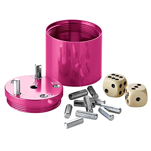 BestSaller 3008 SUPER SIX Würfelspiel Aluminum, 36 Spielstäbchen & 2 Würfel, pink von BestSaller