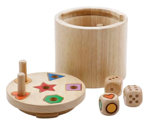 BestSaller 3020 'SUPER SIX' Holz, beidseitig bespielbar, auch für Kinder, 36 Spielstäbchen & 3 Würfel, Natur (1 Stück) von BestSaller