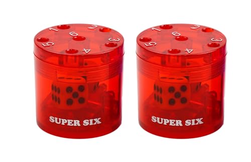 BestSaller SUPER SIX, ABS Kunststoff, auch für die Reise, 36 Spielstäbchen & 2 Würfel, Farbe:rot (2 Stück) von BestSaller