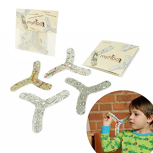 myfibo - My First Boomerang: Kreatives 4er Set zum Anmalen und Spielen - Perfekt für Kinder zum Erlernen des Bumerangwerfens - Fördert Motorik und Kreativität von myfibo