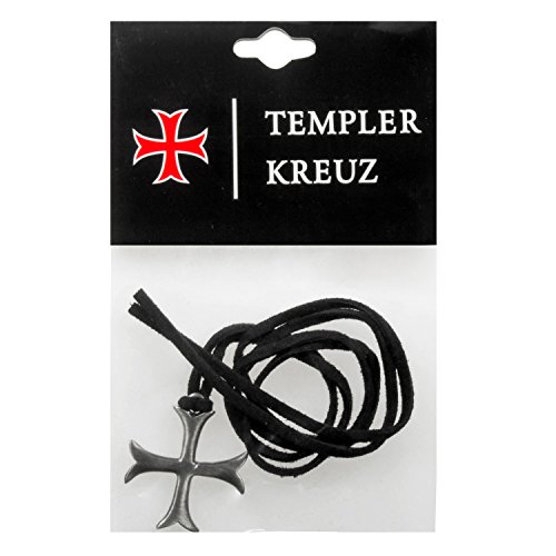 Templerorden Tatzenkreuz Schmuckanhänger mit Lederband, silber/schwarz (1 Stück) von BestSaller