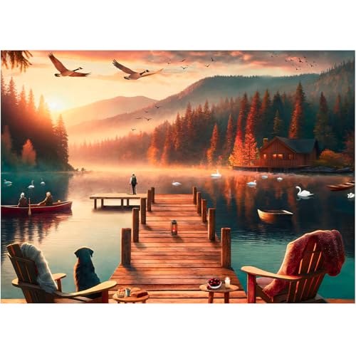 1000 Teile Puzzle für Erwachsene, Bestdon Lakeside Evening Sunset Scenery Cabin Puzzle, Naturlandschaft, anspruchsvolles Familienpuzzle-Geschenk 1000 Teile Puzzle für Erwachsene, Bestdon Lakeside Evening Sunset Scenery Cabin Puzzle, Naturlandschaft, anspruchsvolles Familienpuzzle-Geschenk von Bestdon