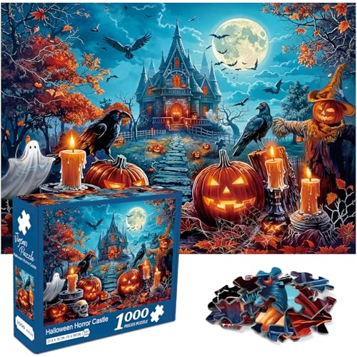 Bestdon 1000 Teile Puzzle für Erwachsene, Halloween-Horror-Schloss-Puzzle, Kürbisse, gruselige Puzzles, gruseliges Skelett, Spukhaus-Party, Kürbislaternen, perfektes Bestdon 1000 Teile Puzzle für Erwachsene, Halloween-Horror-Schloss-Puzzle, Kürbisse, gruselige Puzzles, gruseliges Skelett, Spukhaus-Party, Kürbislaternen, perfektes von Bestdon
