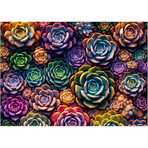 Bestdon Puzzle 1000 Teile, Puzzlespiele für Erwachsene, Farbenfrohe Sukkulenten-Pflanzen-Puzzles, unglaublicher Spaß und Herausfordernde Mehrfarbige Naturpuzzles, Familienaktivitätsgeschenke von Bestdon