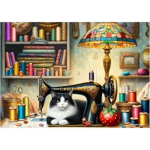 Bestdon Puzzle 1000 Teile, Puzzlespiele für Erwachsene, Nähzimmer-Katzen-Puzzle, anspruchsvolles Tier-Puzzlespiel für Familien-Puzzleliebhaber Bestdon Puzzle 1000 Teile, Puzzlespiele für Erwachsene, Nähzimmer-Katzen-Puzzle, anspruchsvolles Tier-Puzzlespiel für Familien-Puzzleliebhaber von Bestdon