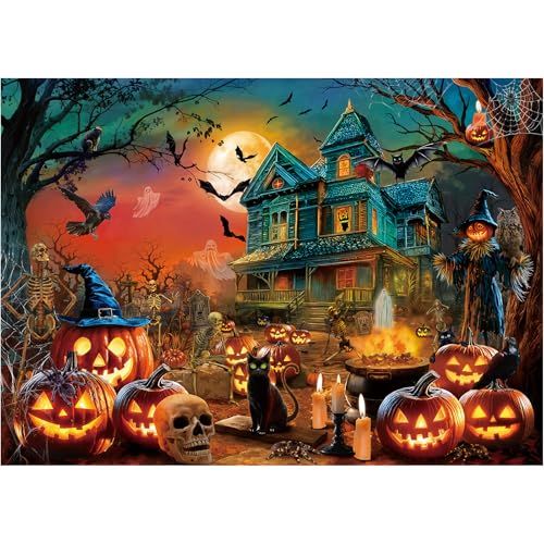 Bestdon Puzzle 1000 Teile für Erwachsene, Halloween-Albtraum-Puzzlespiele, gruseliges Geister-Puzzle mit Kürbislaternen, Spukhaus und Kürbissen, perfektes Bestdon Puzzle 1000 Teile für Erwachsene, Halloween-Albtraum-Puzzlespiele, gruseliges Geister-Puzzle mit Kürbislaternen, Spukhaus und Kürbissen, perfektes von Bestdon