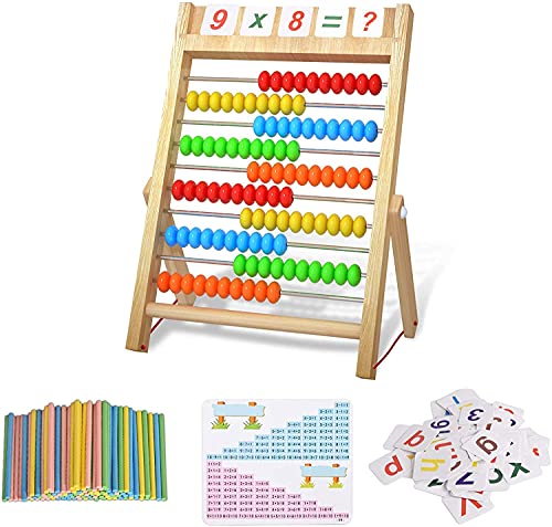 Bestdon Rechenschieber Rechenrahmen Kinder Grundschule Abakus zum Zählen und Rechnen 100 mehrfarbigen Perlen mit Zählstäbchen, Zahlenalphabetkarten Bestdon Rechenschieber Rechenrahmen Kinder Grundschule Abakus zum Zählen und Rechnen 100 mehrfarbigen Perlen mit Zählstäbchen, Zahlenalphabetkarten von Bestdon