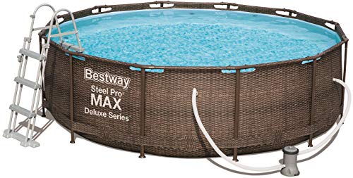 Bestway Power Steel Deluxe 366x100 cm, Frame Pool rund mit stabilem Stahlrahmen im Komplett-Set, rattan Bestway Power Steel Deluxe 366x100 cm, Frame Pool rund mit stabilem Stahlrahmen im Komplett-Set, rattan von Bestway