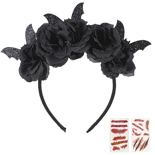 Fledermaus Haarreifen mit Plüsch &Glitzereffekt Fledermaus Haarband Halloween Stirnband Vampires Headwear Haarschmuck Stirnband für Verkleidung Halloween Karneval Fasching Kostüm Accessoire von Bestwishing