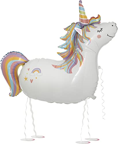 Betallic 18107-P Folienballon Einhorn mit Leine, Mehrfarbig, Ballon, 1 Stück, 14.5 x 18.5 x 0.25 cm, Kinder, Unisex-Kinder von Betallic