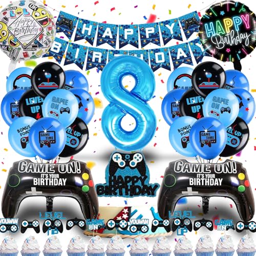 Betensh Geburtstagsdeko 8 Jahre Junge, Luftballon 8. Geburtstag Junge, Deko 8. Geburtstag Junge mit Videospiel Tortendeko, Geburtstagsdeko Junge Ballons Blau für Gamer Deko Party Deko Geburtstag Betensh Geburtstagsdeko 8 Jahre Junge, Luftballon 8. Geburtstag Junge, Deko 8. Geburtstag Junge mit Videospiel Tortendeko, Geburtstagsdeko Junge Ballons Blau für Gamer Deko Party Deko Geburtstag von Betensh