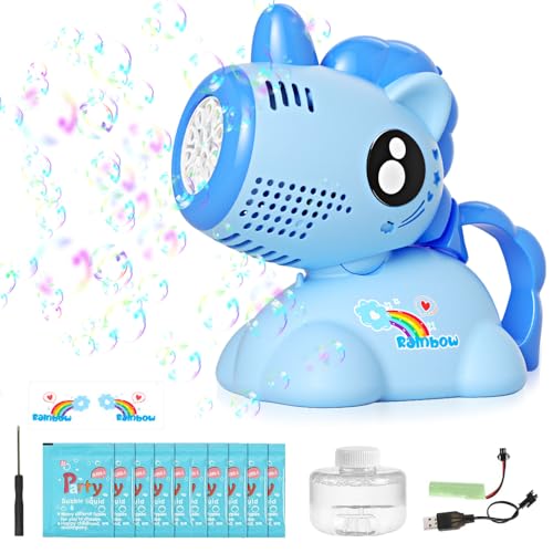 Betensh Seifenblasenmaschine Wiederaufladbare mit Seifenblasen Flüssigkeit, Wasserspielzeug Seifenblasenpistole, Bubble Gun, Luftblasenmaschine für Kindertag Geschenk Sommer Party（Blau） von Betensh