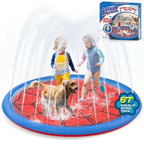 Rutschfestes Spritzpad für Kinder und Hunde, 170 cm, extra großes Spritzpad, Outdoor-Sprinkler für Kinder, Wasser-Sommer-Spielzeug, Outdoor-Spielzeug für Kleinkinder von 3–5 Jahren 4–12 Jahren von Betheaces