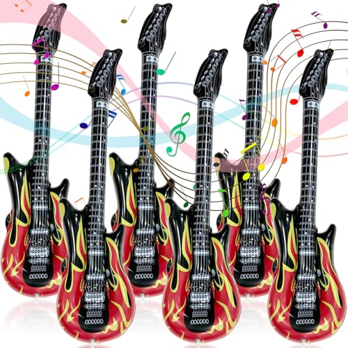 6 Stück Aufblasbare Gitarren,Luftgitarren Zum Aufblasen,Aufblasbare Gitarre Erwachsene,Aufblasbare Gitarre Kinder,für Musik Motto Partys,Geburtstagsfeier,Karneval (Flamme) von Betrynidil
