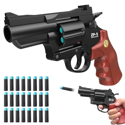 Spielzeug Pistole,Revolver für Kinder,mit 24 Soft Bullet,360° drehbarem Magazin,Geschenke für Kinder ab 7 Jahren (Braun) von Betrynidil