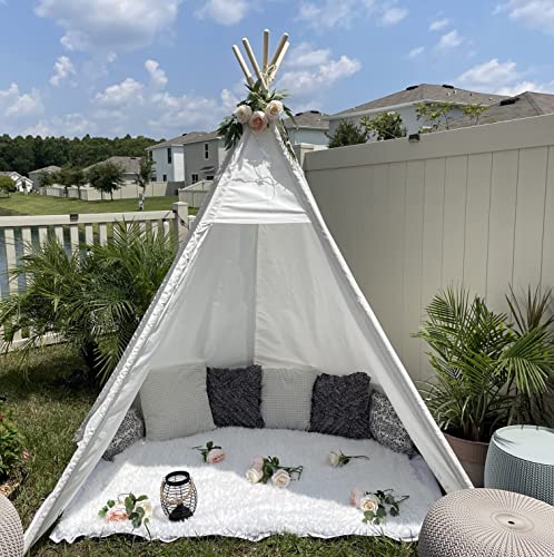 Betterhood 2,1 m großes Tipi-Zelt für Erwachsene, Spielzelt mit Tragetasche, 5 Seiten Segeltuch Kinder Tipi Zelt Indoor & Outdoor Zelte für Party, Hochzeit, Foto-Requisite, Weiß Betterhood 2,1 m großes Tipi-Zelt für Erwachsene, Spielzelt mit Tragetasche, 5 Seiten Segeltuch Kinder Tipi Zelt Indoor & Outdoor Zelte für Party, Hochzeit, Foto-Requisite, Weiß von Betterhood