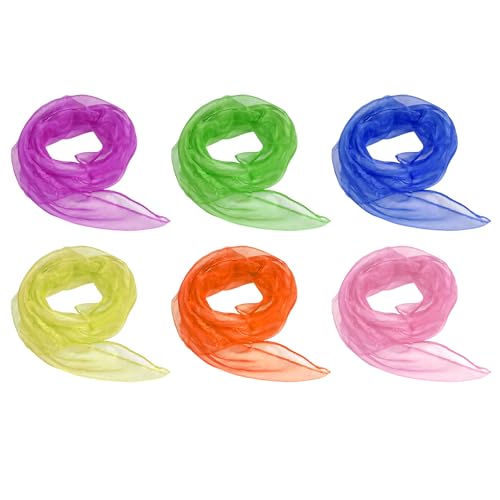 Bettli 6 Stück sensorische Schals, bunte Schals für Kinder, Tanz- und Jonglierschals, Sport, quadratische Schals, magische Schals aus Seide Bettli 6 Stück sensorische Schals, bunte Schals für Kinder, Tanz- und Jonglierschals, Sport, quadratische Schals, magische Schals aus Seide von Bettli