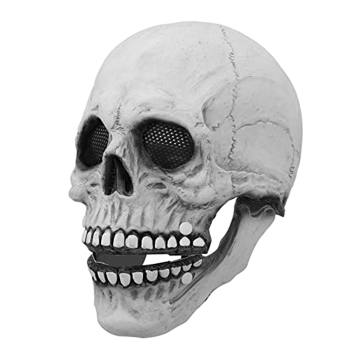 Totenkopf-Maske Im Halloween-Stil, Latex, Bewegliche Backe für Party, Kostüm, Ball, Langlebig, Atmungsaktiv von Betued