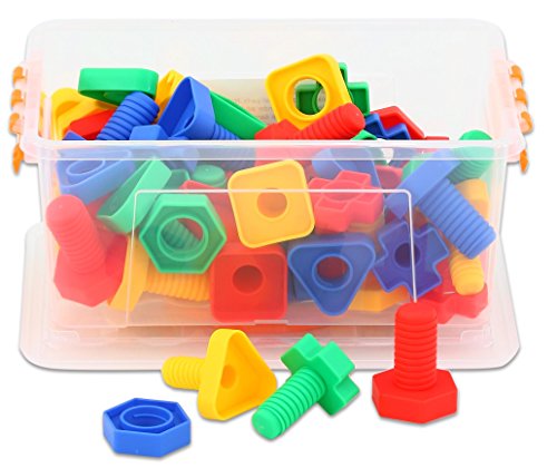 Betzold - Buntes Schrauben-Spiel 64-TLG. Steck-Spiel Kinder-Spielzeug Werkzeug von Betzold