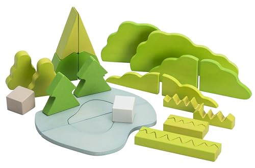 Betzold Bausteinset „Natur“ – Holzelemente wie Bäume, Berge & Wiesen – kreatives Bauen & Rollenspiele für Kinder von Betzold