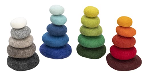 Betzold - Regenbogen-Filzkiesel, 20-TLG. Bunt zum Legen und Stapeln Spielmaterial von Betzold