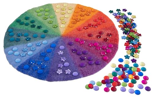 Betzold - Regenbogen-Filzmatte mit Funkelsteinen – 241-tlg. Farbkreis Farbenspiel Kinder von Betzold