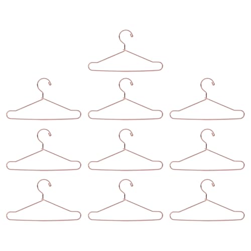 10 Stück Puppenkleiderbügel, 100 mm Edelstahl Mini Niedlicher Puppenoutfithalter für Puppenhauszubehör (Roségold) von Beufee