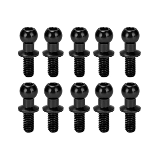 10pcs Ball Head Screw Link Stange, Kugel Kopfverknüpfungsstange Aluminium -Legierung Schockdämpferende für Tami Ya TT01 TT02 Fernbedienungsauto (Schwarz) von Beufee