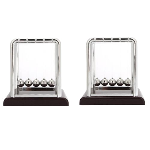 2pcs Newtons Cradle Balance -Bälle, schwingende Bälle mit schwarzer Basis Physik Bildungsbälle Bälle Wissenschaft Physik Gadget Desktop Dekoration Kinetic Motion Toy von Beufee