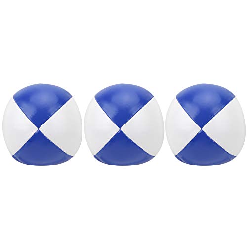 3-teiliges Jonglierball-Set für Anfänger, weiches, tragbares Jonglierball-Set aus PU-Leder für den Innen- und Außenbereich (Blau und Weiß) von Beufee
