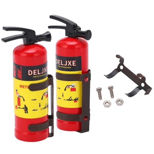 Beufee 2PCS Simulation Mini Feuerlöscher, RC Mini Feuerlöscher Simulation Feuerlöscher Flaschen Dekoration 1/10 RC Raupen Teil Zubehör (Rot) von Beufee