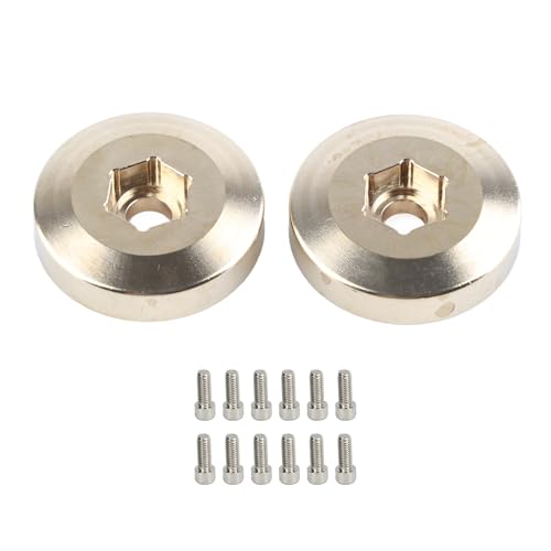 Beufee 2Pcs Brass Wheel Weights, RC Internal Brass Counterweight Brake Disc Weights Crawler Car Hex Hub Adapter Model Upgrade Parts for 1.9 2.2inch Wheel Rims Axial (9mm) von Beufee