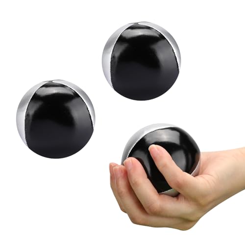 Beufee 3 Stück Silber-schwarzer Jonglierball, Handwurfball aus PU-Leder, tragbare Clown-Akrobatik-Requisiten für Freizeitunterhaltung Beufee 3 Stück Silber-schwarzer Jonglierball, Handwurfball aus PU-Leder, tragbare Clown-Akrobatik-Requisiten für Freizeitunterhaltung von Beufee