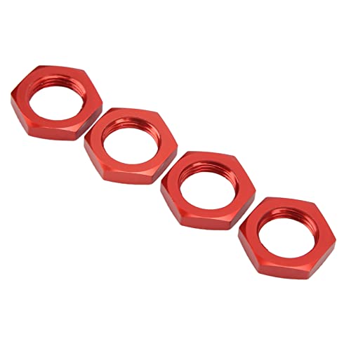 Beufee 4PCS Aluminiumlegierung Wheeladnuss, RC Car Whex Hex Hub Nuss für 1/8 RC -Modellauto -Autos verbesserte Teile (Red) von Beufee
