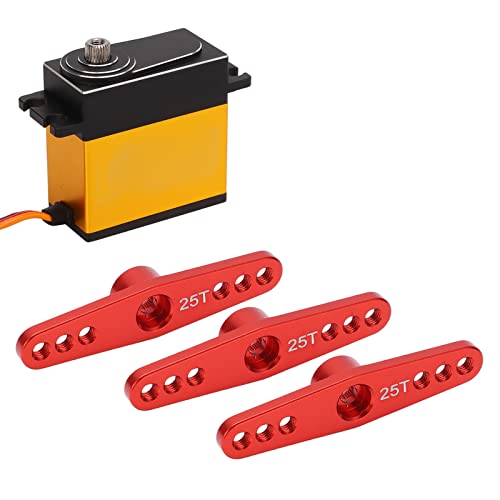 Beufee Aluminiumlegierung 25T Servo Horn, 3pcs Langer Lenkarme für Doppelarm -Lenksarme für 1/10 RC Crawler LKW (Rot) von Beufee